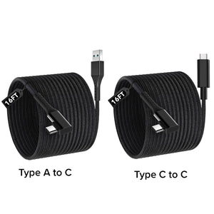 Meta Quest 2 & 3 Type A to C & Type C to C Link Cable (5M, L Design)