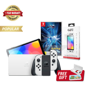 Nintendo Switch OLED Console (White) + 1 Game + Screen Protector Bundle