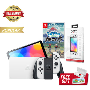 Nintendo Switch OLED Console (White) + 1 Game + Screen Protector Bundle