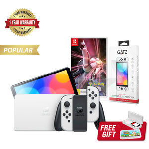 Nintendo Switch OLED Console (White) + 1 Game + Screen Protector Bundle