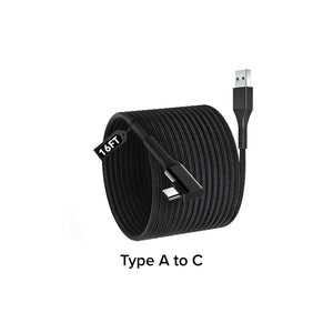 Meta Quest 2 & 3 Type A to C & Type C to C Link Cable (5M, L Design)